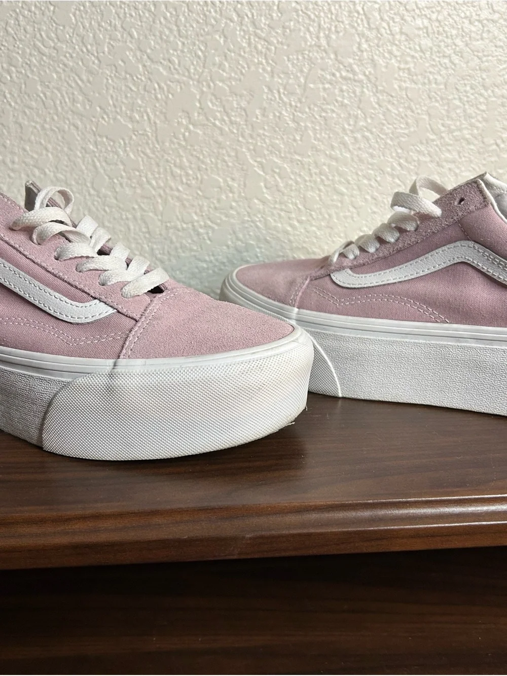 Women’s Pink Suede Low-Top Sneakers with White Stripe